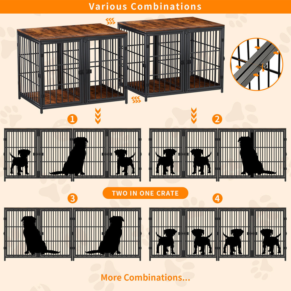 Bingopaw Heavy Duty Wooden Dog Crate Large Cage Puppy Kennel End Table Furniture